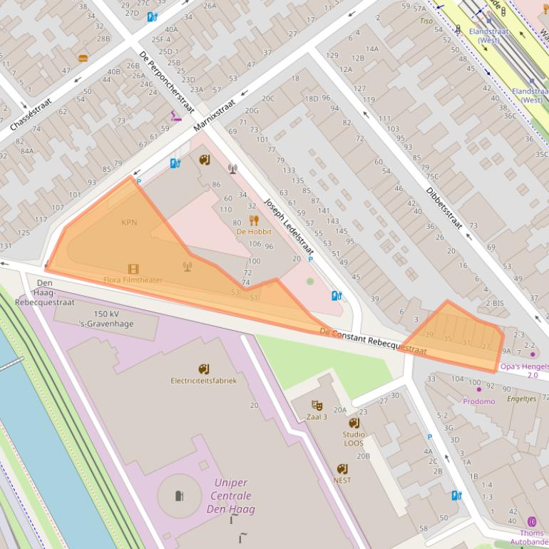 Kaart van postcodegebied 2518RC.