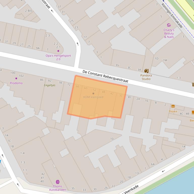 Kaart van postcodegebied 2518RE.