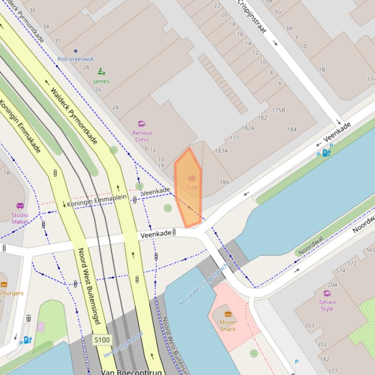 Kaart van postcodegebied 2518RP.