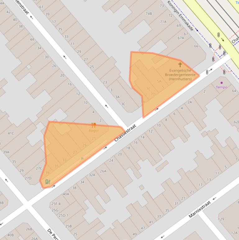 Kaart van postcodegebied 2518RV.