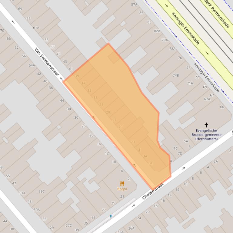 Kaart van postcodegebied 2518SC.