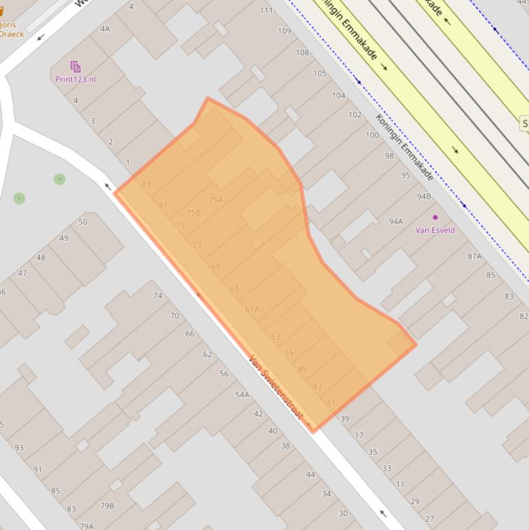 Kaart van postcodegebied 2518SE.