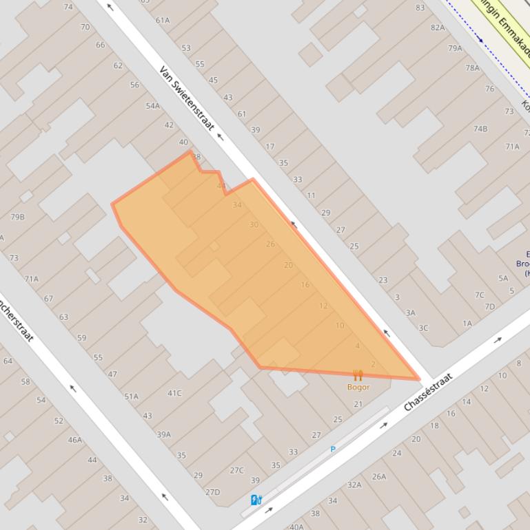 Kaart van postcodegebied 2518SJ.