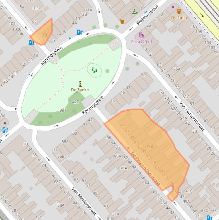 Kaart van postcodegebied 2518SP.