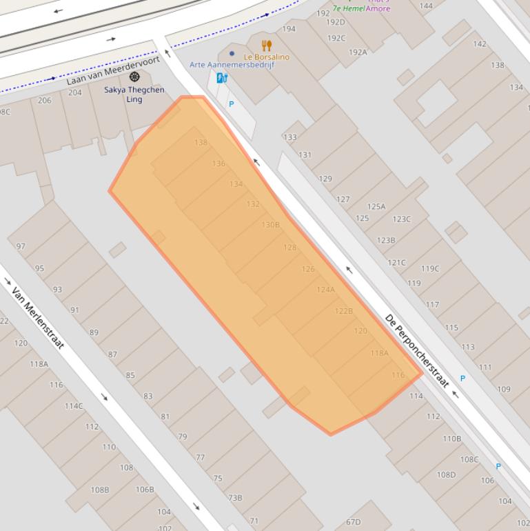 Kaart van postcodegebied 2518TA.