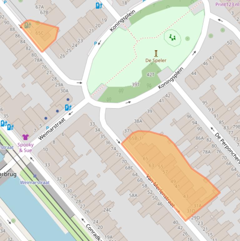 Kaart van postcodegebied 2518TC.