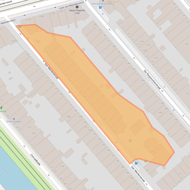Kaart van postcodegebied 2518TD.