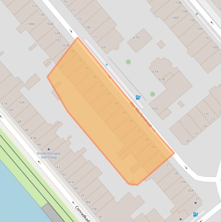 Kaart van postcodegebied 2518TH.