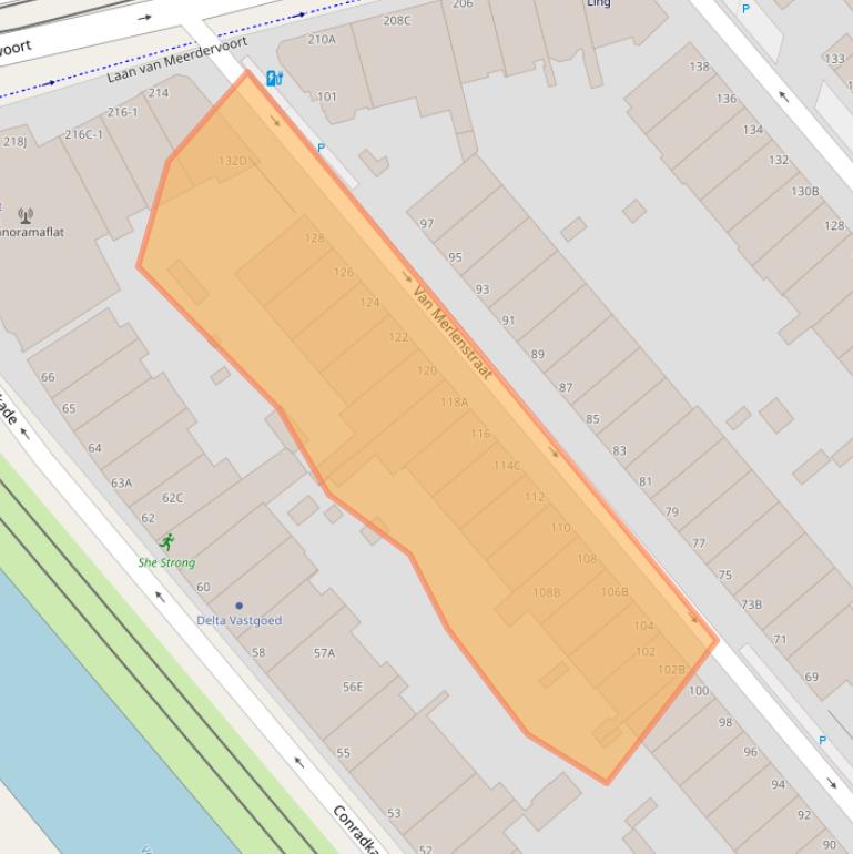 Kaart van postcodegebied 2518TJ.