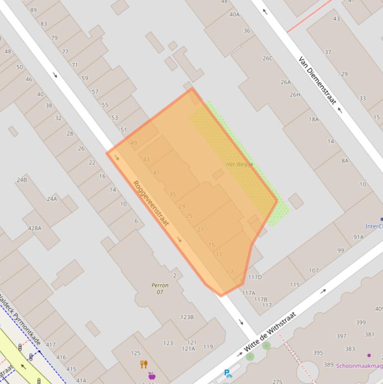 Kaart van postcodegebied 2518TK.