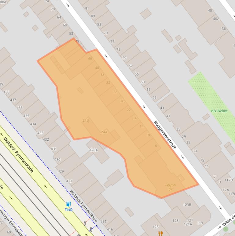 Kaart van postcodegebied 2518TP.