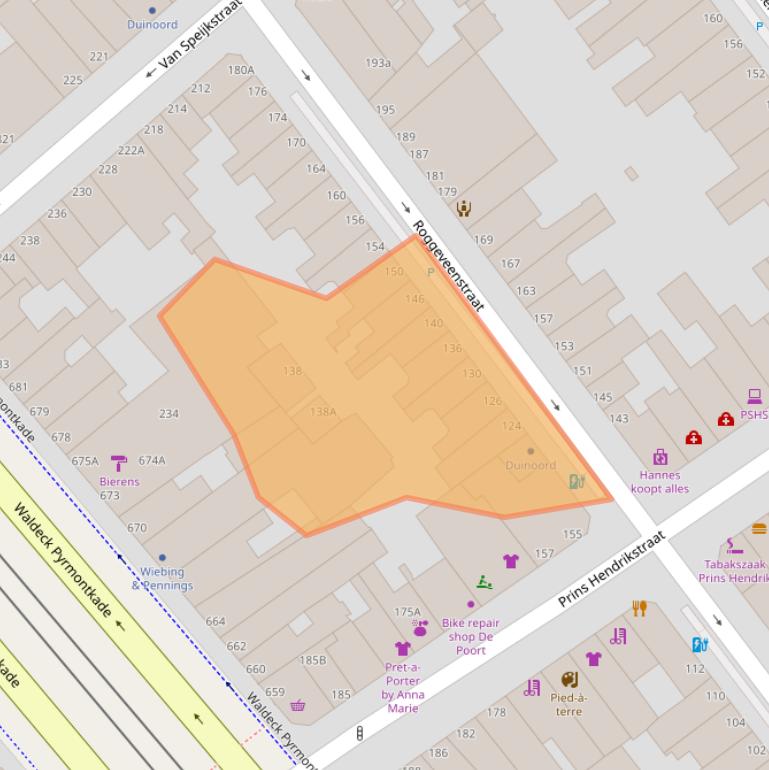 Kaart van postcodegebied 2518TT.