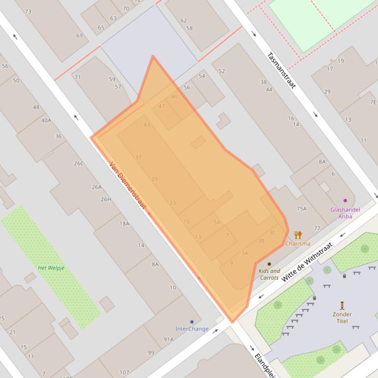 Kaart van postcodegebied 2518TW.