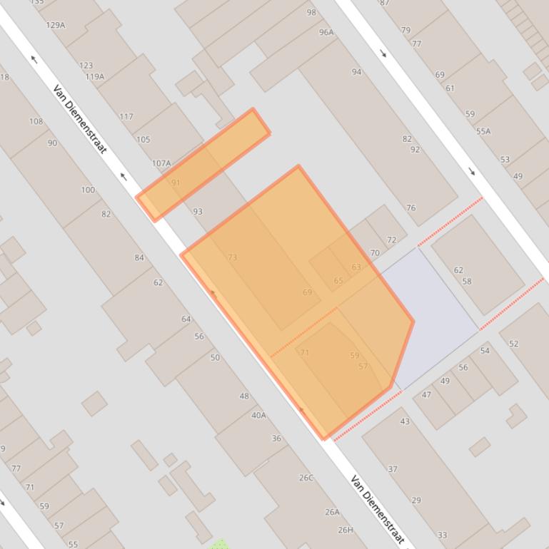 Kaart van postcodegebied 2518TX.