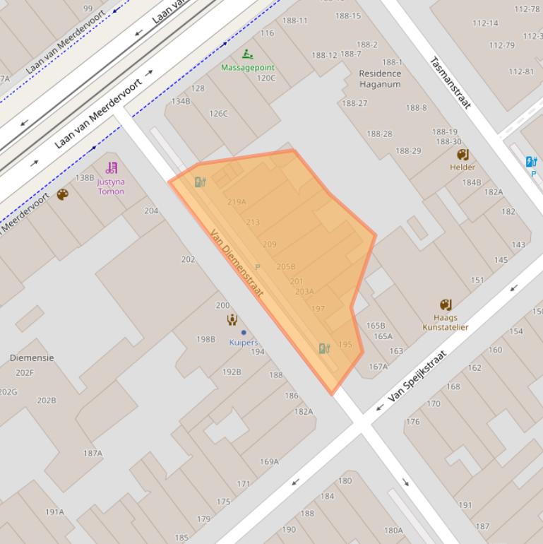 Kaart van postcodegebied 2518VB.