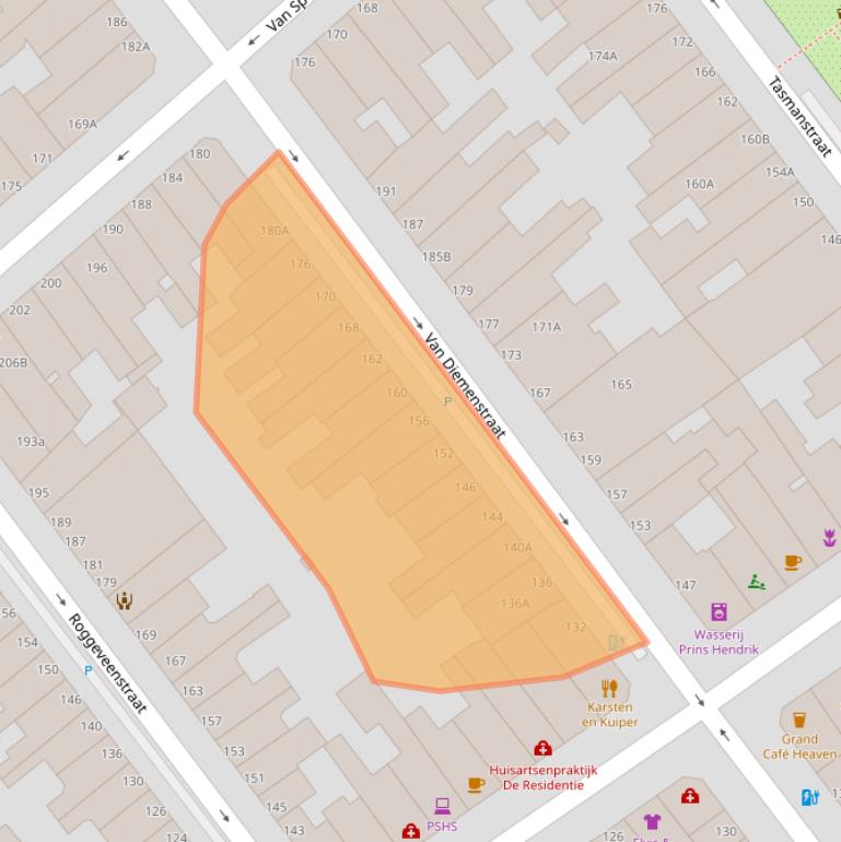 Kaart van postcodegebied 2518VG.