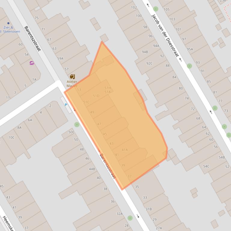 Kaart van postcodegebied 2518XD.