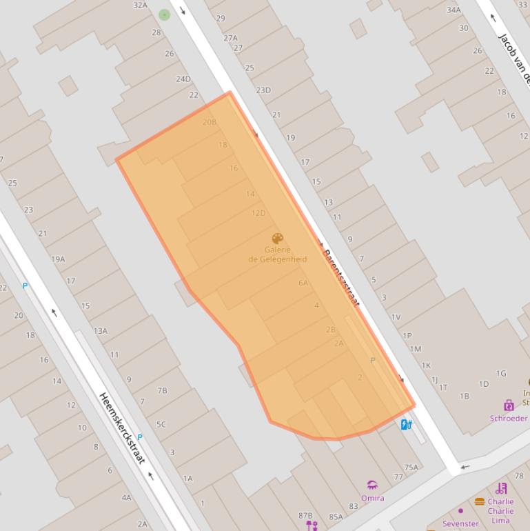 Kaart van postcodegebied 2518XG.