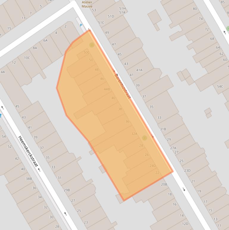 Kaart van postcodegebied 2518XH.