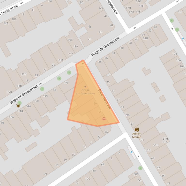 Kaart van postcodegebied 2518XJ.