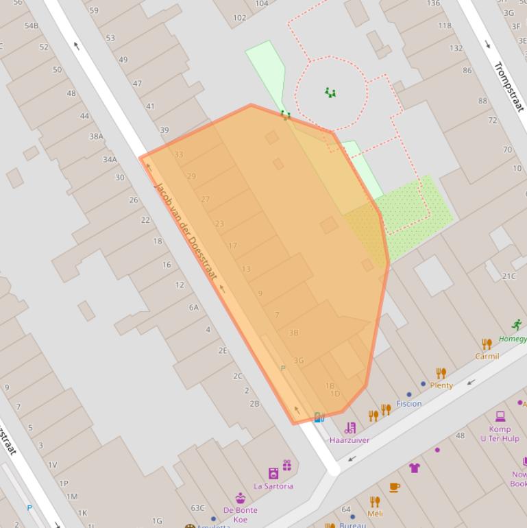 Kaart van postcodegebied 2518XK.