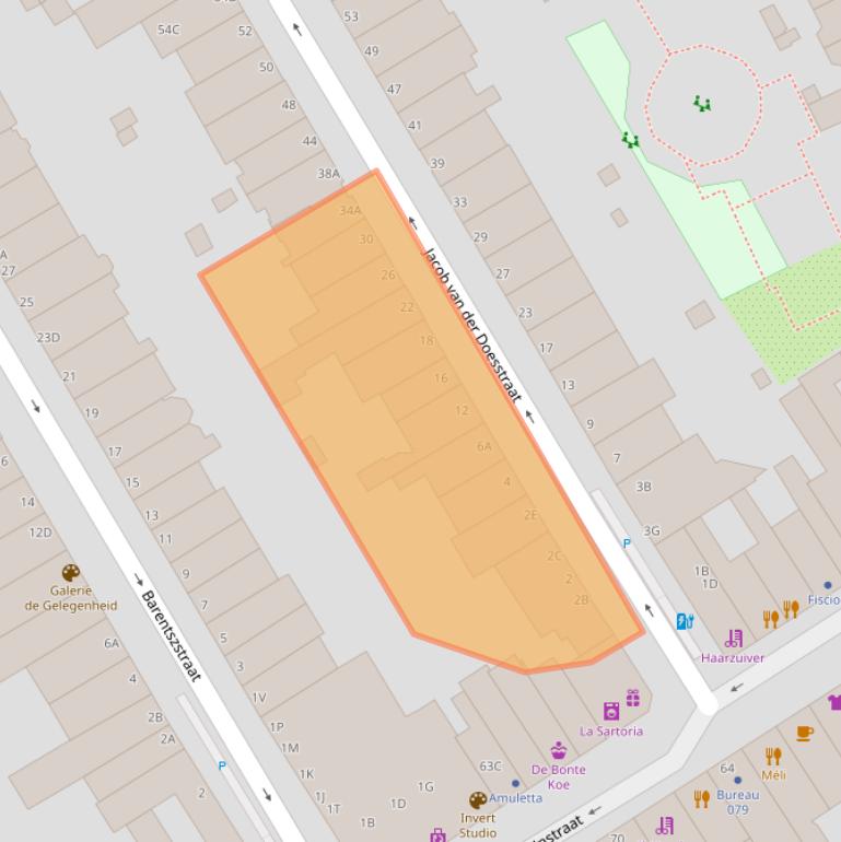 Kaart van postcodegebied 2518XN.