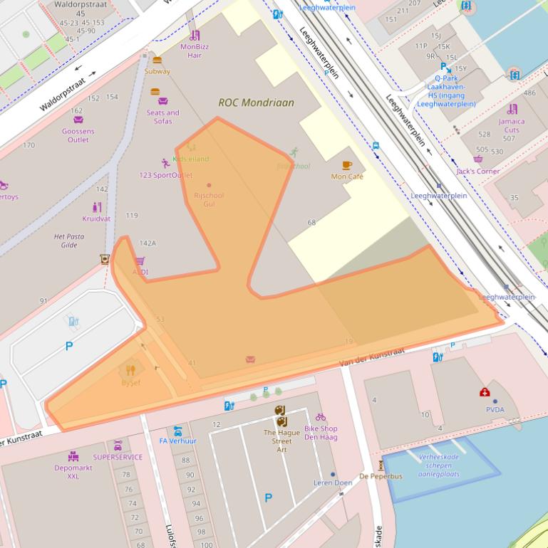 Kaart van postcodegebied 2521BA.