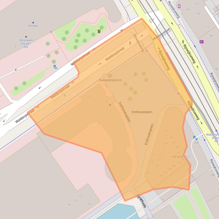 Kaart van postcodegebied 2521DA.