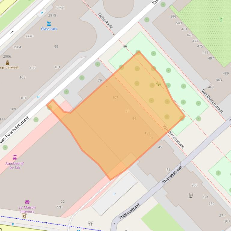 Kaart van postcodegebied 2521ED.