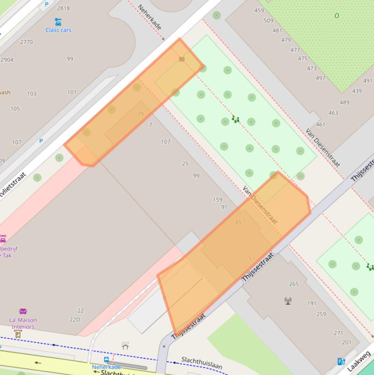 Kaart van postcodegebied 2521EE.