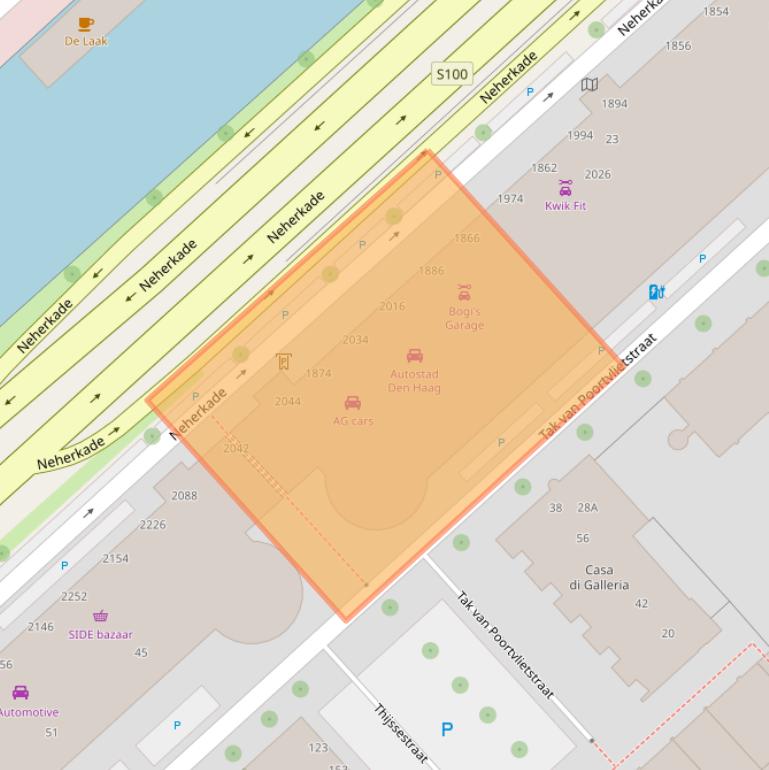 Kaart van postcodegebied 2521RL.