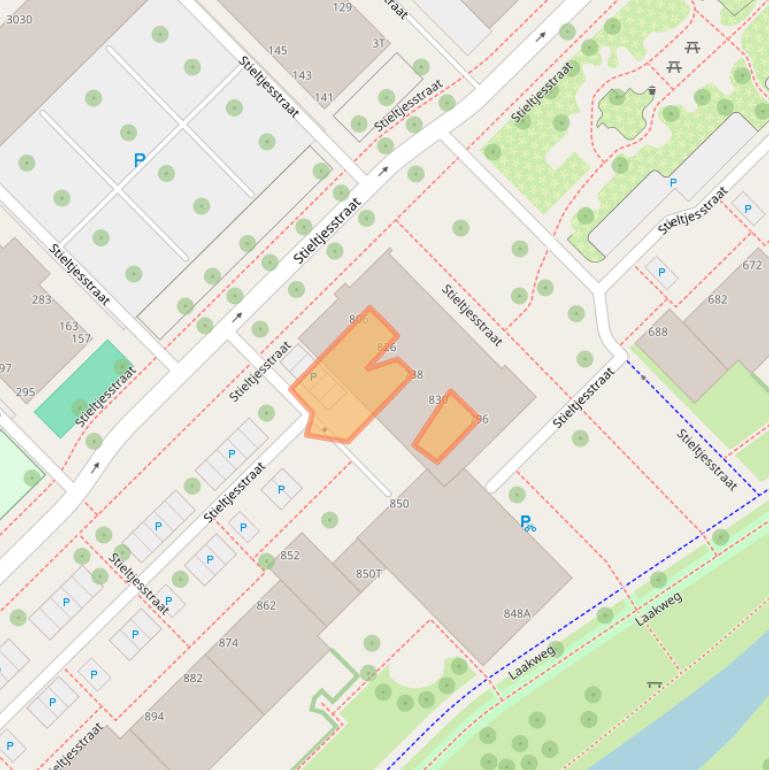 Kaart van postcodegebied 2521TA.