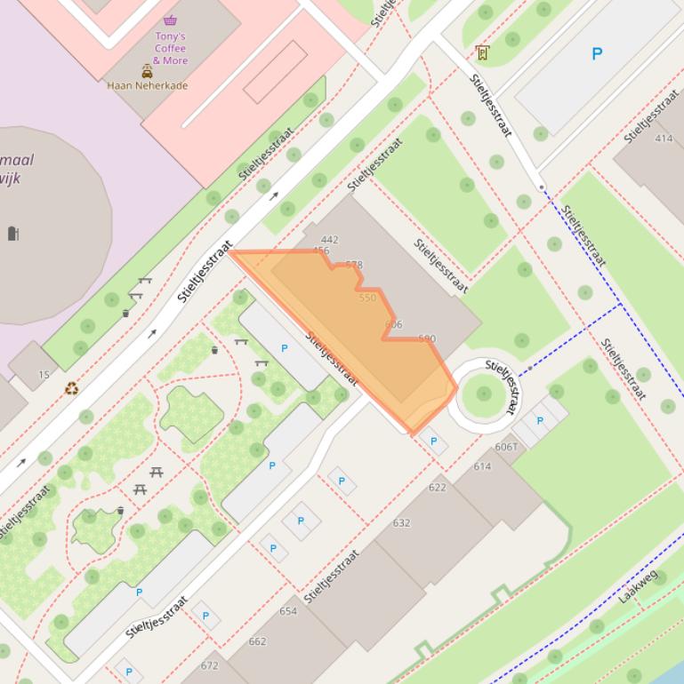 Kaart van postcodegebied 2521TT.