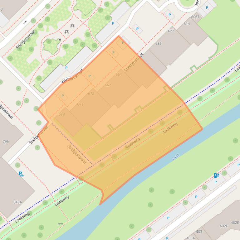 Kaart van postcodegebied 2521TZ.