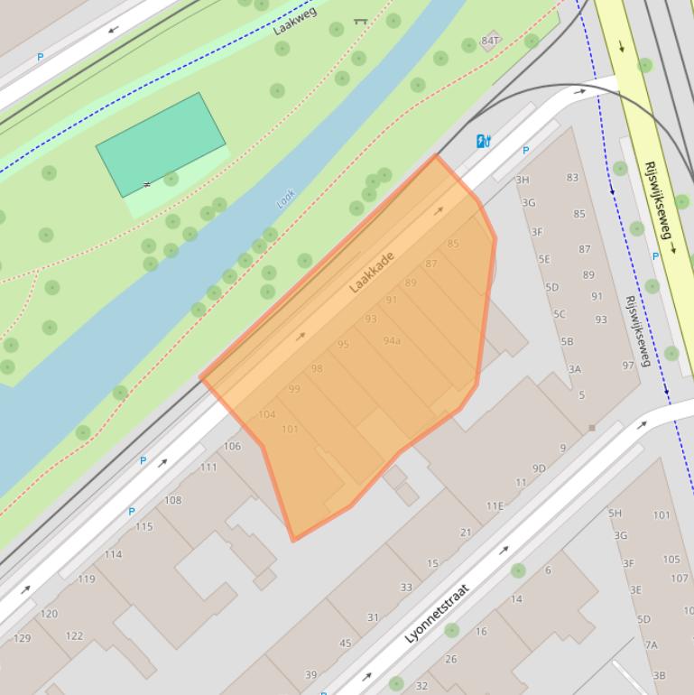 Kaart van postcodegebied 2521XE.