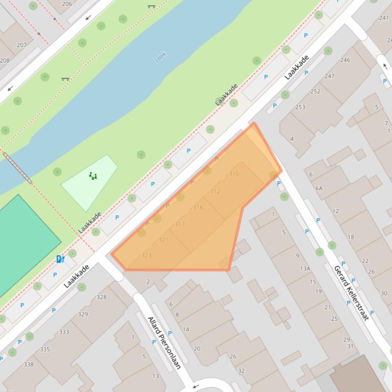 Kaart van postcodegebied 2521XR.