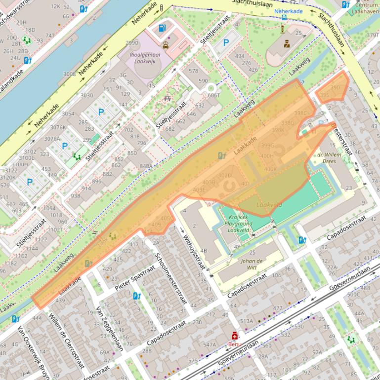 Kaart van postcodegebied 2521XW.