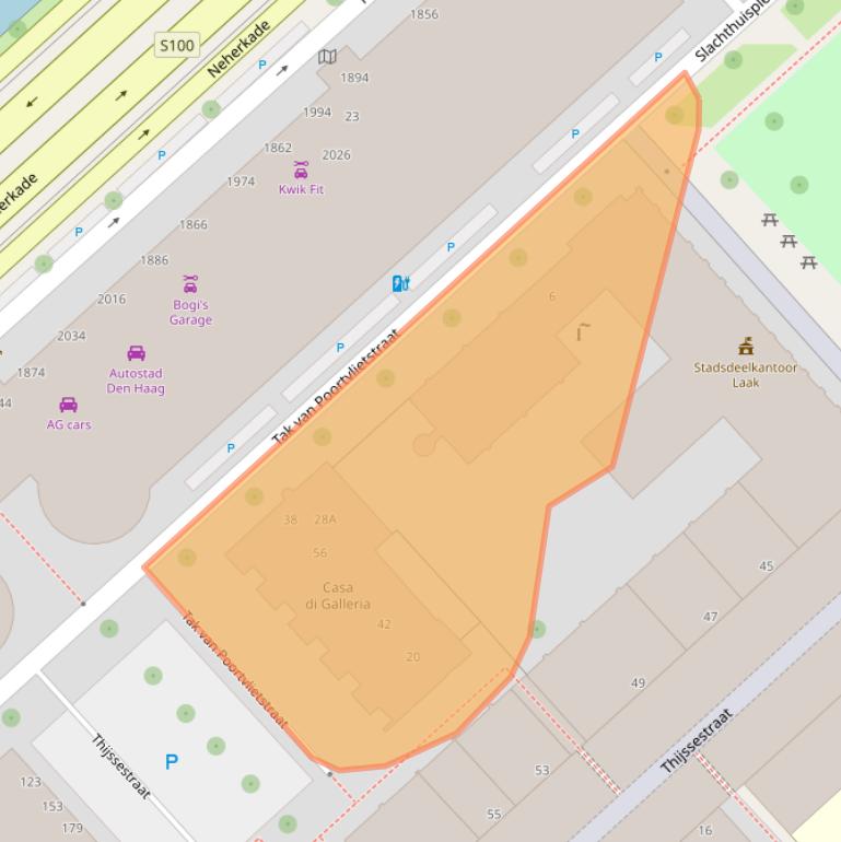 Kaart van postcodegebied 2521ZC.