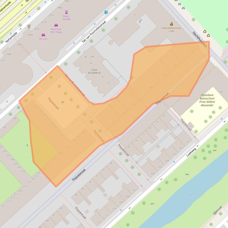 Kaart van postcodegebied 2521ZE.