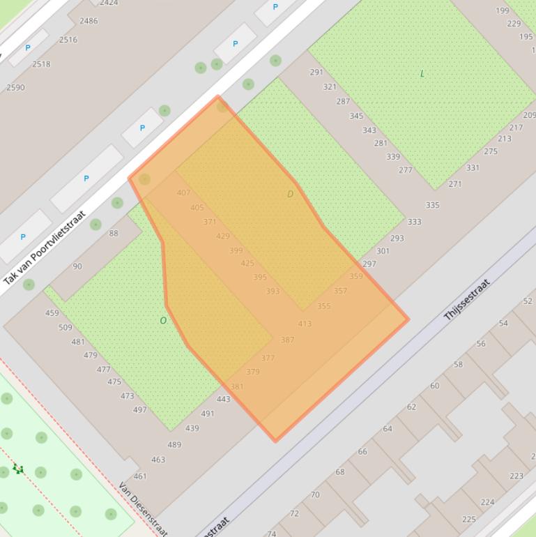 Kaart van postcodegebied 2521ZJ.