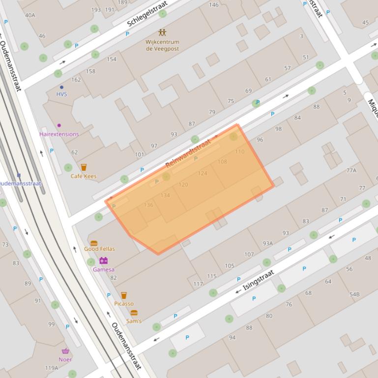 Kaart van postcodegebied 2522AG.