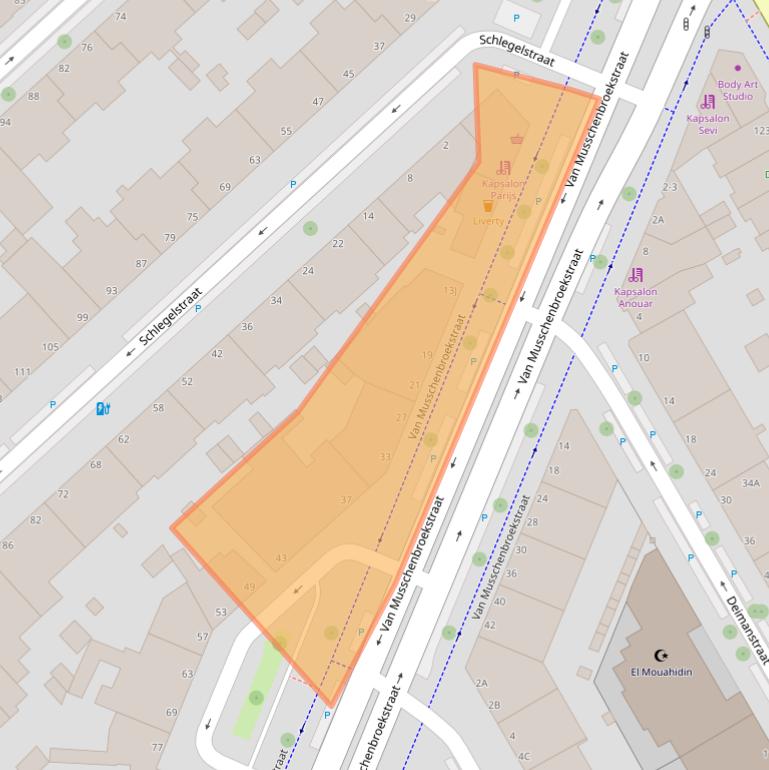 Kaart van postcodegebied 2522AH.