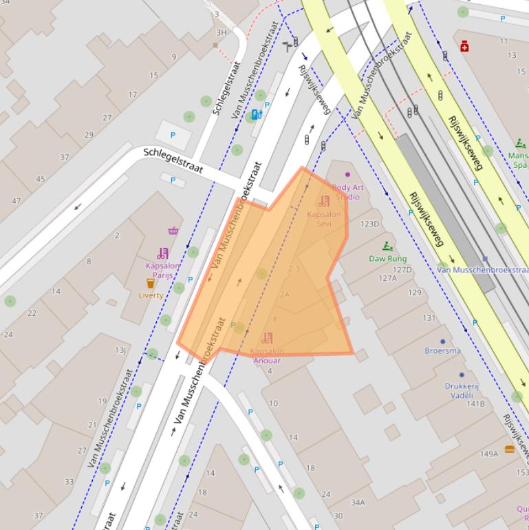 Kaart van postcodegebied 2522AP.