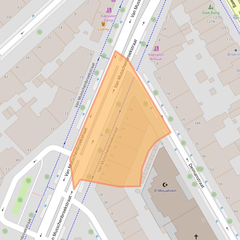 Kaart van postcodegebied 2522AR.