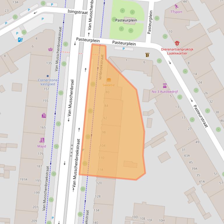 Kaart van postcodegebied 2522AT.