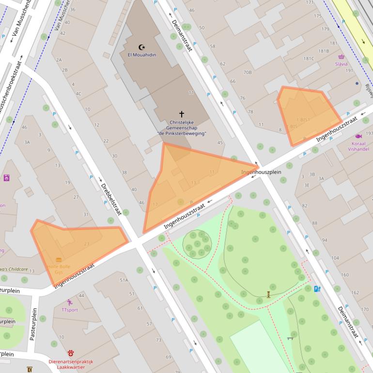 Kaart van postcodegebied 2522AX.