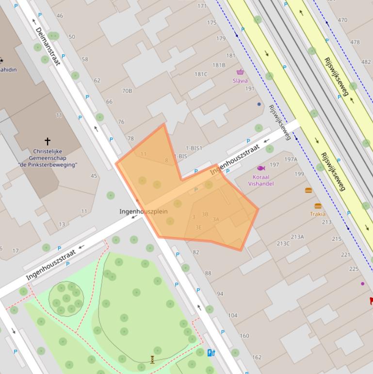 Kaart van postcodegebied 2522BA.