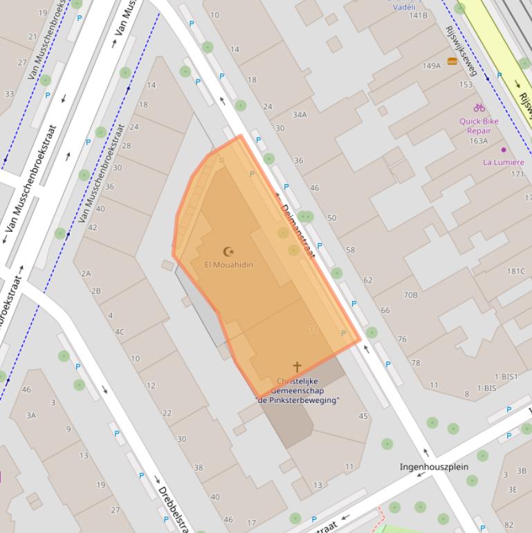 Kaart van postcodegebied 2522BB.