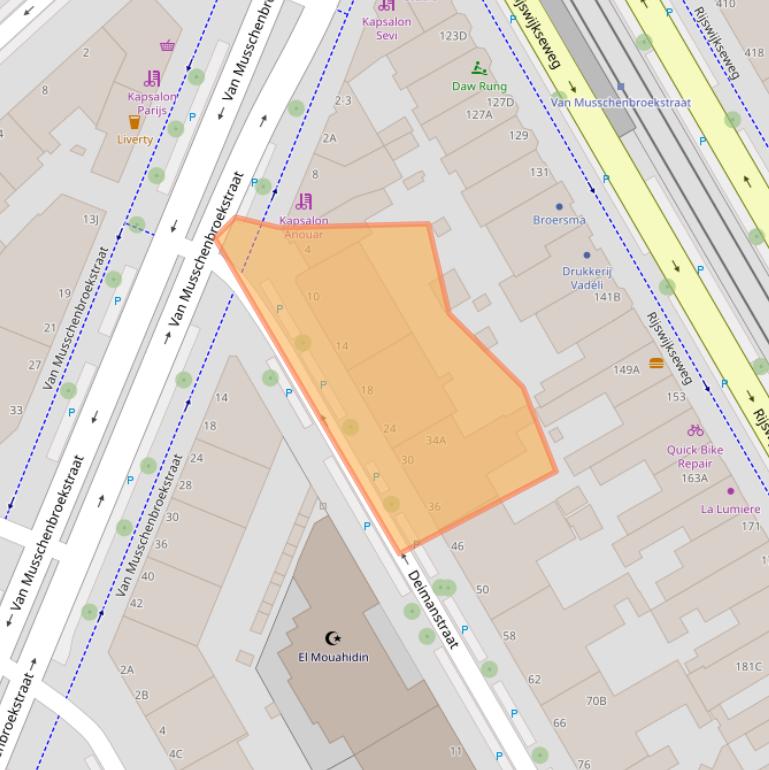 Kaart van postcodegebied 2522BL.