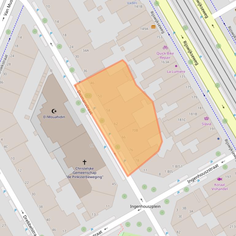 Kaart van postcodegebied 2522BM.